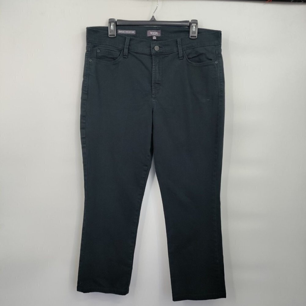 NYDJ Dayla Wide Cuff Capri Lift Tuck Hi-Rise Plus Size Dark Denim Jeans 14 Women
